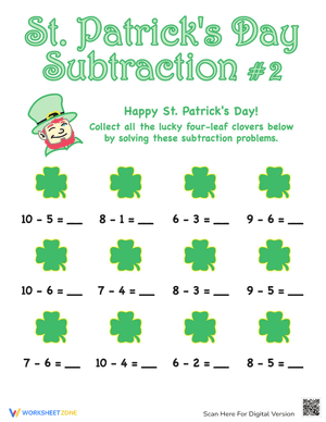 St. Patrick's Day Subtraction #2