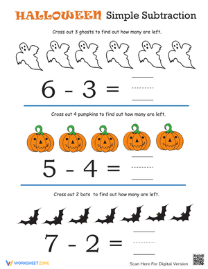 Halloween Math: Simple Subtraction 1