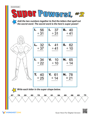 Super Powers! Two-Digit Addition #2