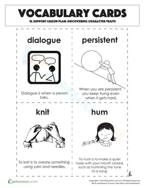 Vocabulary Cards: Discovering Character Traits