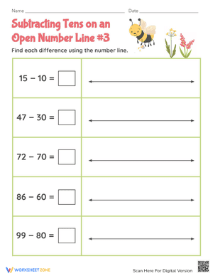 Subtracting Tens on an Open Number Line #3