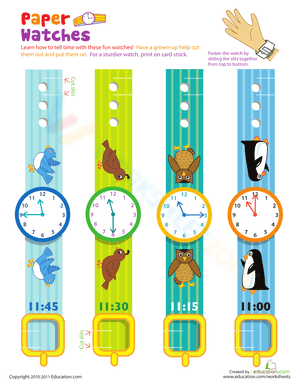 Practice Telling Time with Play Watches: 11 O'Clock