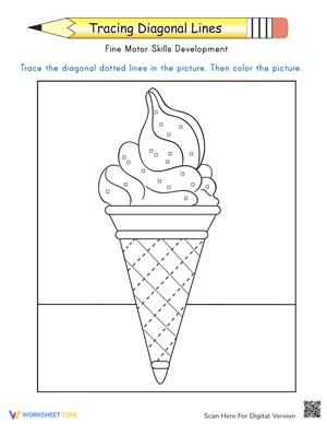 Tracing Diagonal Lines: Complete the Ice Cream Cone