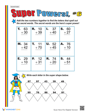 Super Powers! Two-Digit Addition #6
