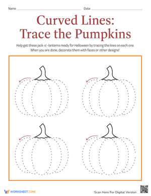 Curved Lines: Trace the Pumpkins