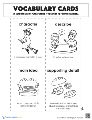 Vocabulary Cards: Putting it Together to Find the Main Idea