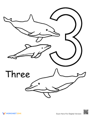 Count and Color: Three Dolphins