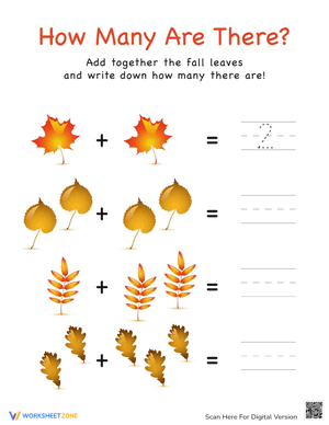 Addition with Pictures: Leaves