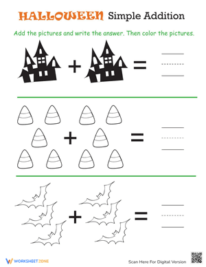 Halloween Math: Simple Addition 1