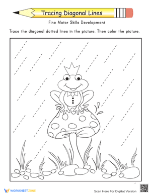 Tracing Diagonal Lines: Complete the Frog Prince