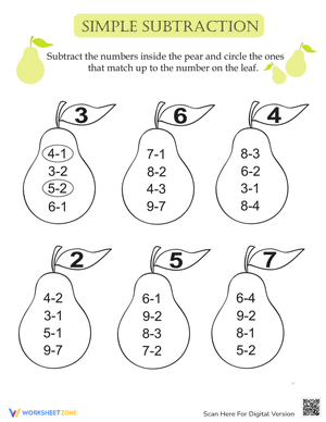 Simple Subtraction Pears