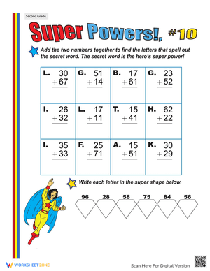 Super Powers! Two-Digit Addition #10