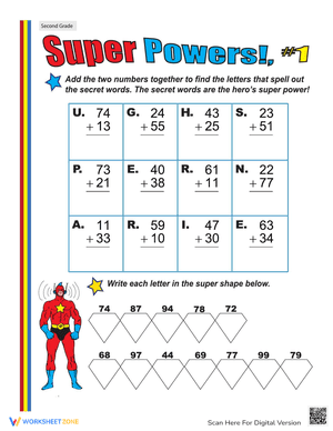 Super Powers! Two-Digit Addition #1