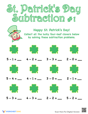 St. Patrick's Day Subtraction #1