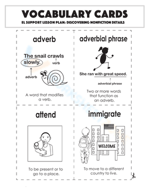 Vocabulary Cards: Discovering Nonfiction Details