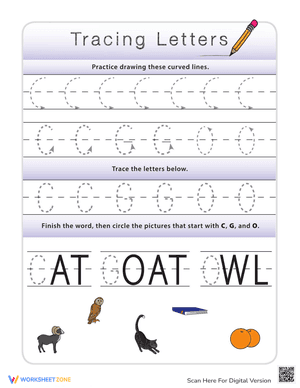 Tracing Letters C, G, O
