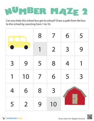 Number Maze: School Bus