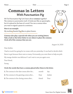 Commas in Letters With Punctuation Pig