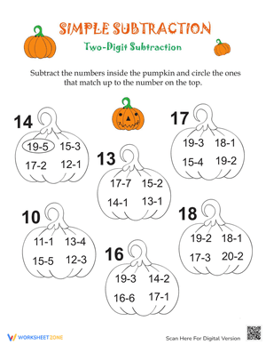 Simple Subtraction Pumpkins