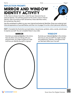 Reflection Prompt: Mirror and Window Identity Activity