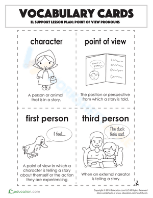 Vocabulary Cards: Point of View Pronouns