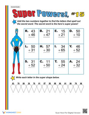 Super Powers! Two-Digit Addition #15