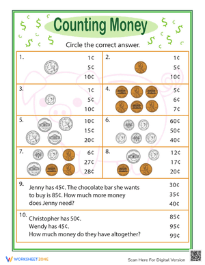 Practice Test: Counting Money