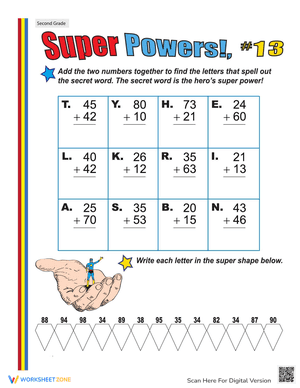 Super Powers! Two-Digit Addition #13