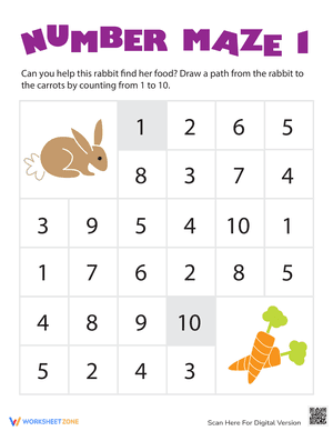 Number Maze: Help the Hungry Bunny!