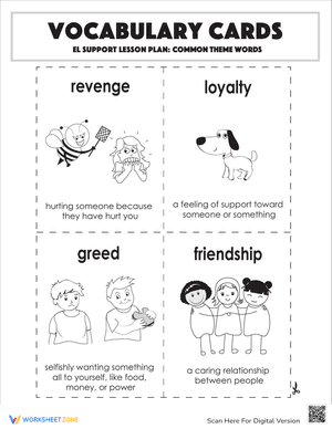 Vocabulary Cards: Common Theme Words