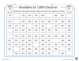Numbers to 1,000 Check-in