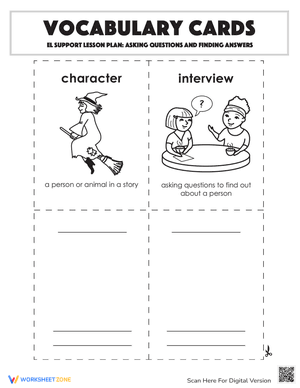 Vocabulary Cards: Asking Questions and Finding Answers