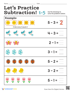 Let's Practice Subtraction! 1–5