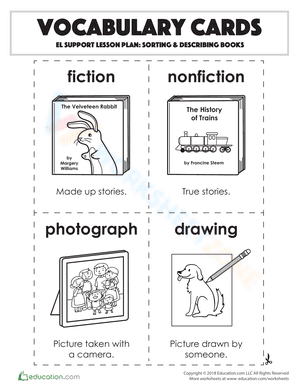 Vocabulary Cards: Sorting & Describing Books