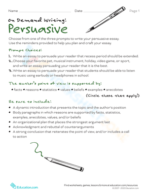 On Demand Writing: Persuasive