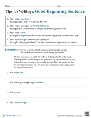 Tips for Writing a Good Beginning Sentence