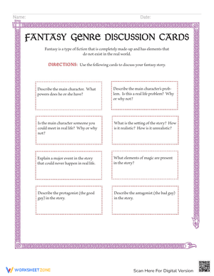 Fantasy Genre Discussion Cards