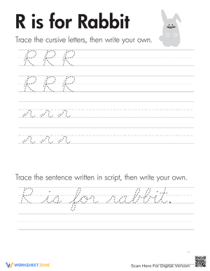 Cursive Handwriting: "R" is for Rabbit