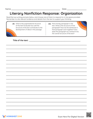 Literary Nonfiction Response Prompt: Organization