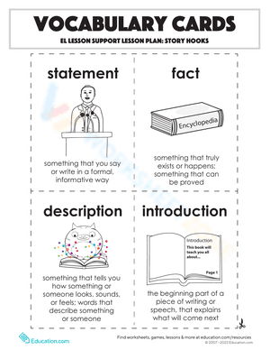 Vocabulary Cards: Story Hooks