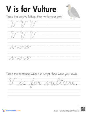 Cursive Handwriting: "V" is for Vulture
