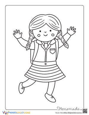 Back To School Coloring Page Girl With Backpack