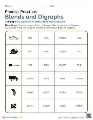 Phonics Practice: Blends and Digraphs