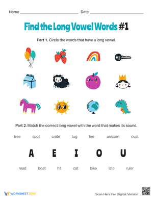 Find the Long Vowel Words #1