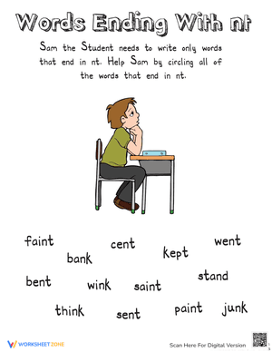 Sam the Student: Words Ending with -Nt