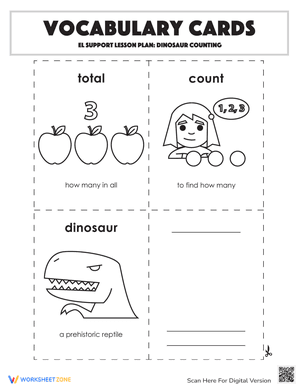 Vocabulary Cards: Dinosaur Counting