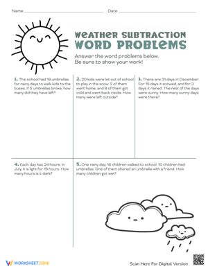 Weather Subtraction Word Problems