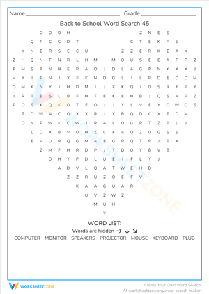 Back to School Word Search 45