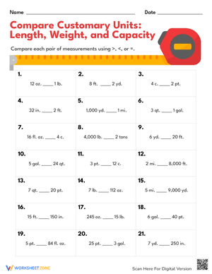 Compare Customary Units: Length, Weight, and Capacity