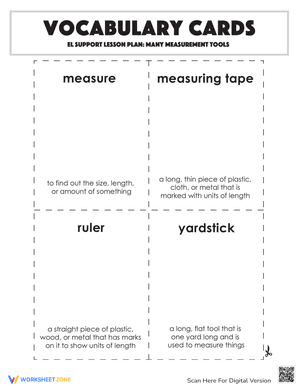 Vocabulary Cards: Many Measurement Tools